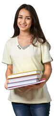 young woman holding books