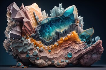 Hues Of Enchantment Through Rock Structures: A Spectacularly Engaging Crystal Artwork Generative AI