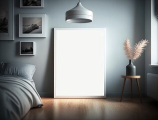 Frame & poster mockup in clean style interior. bedroom wall art mockup