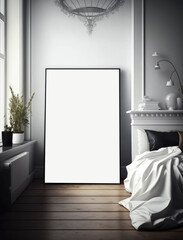 Frame & poster mockup in clean style interior. bedroom wall art mockup