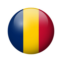 Chad flag - glossy circle badge. Vector icon.