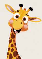  Cute happy Giraffe cartoon illustration, generative ai