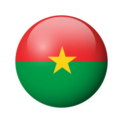Burkina Faso flag - glossy circle badge. Vector icon.