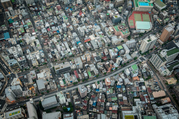 Tokyo shitamachi downtown from above