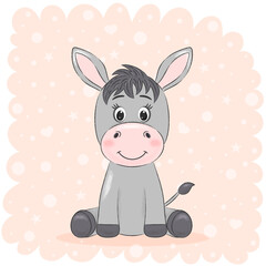cute donkey on pink background
