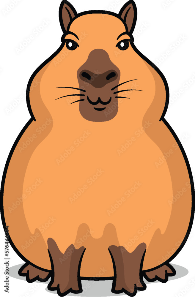 Wall mural Funny chubby capybara vector cartoon illustration isolated on white