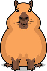 Funny chubby capybara vector cartoon illustration isolated on white