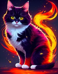 Cat With Fire Generative with AI Tools