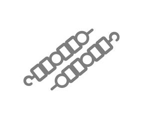 Shish kebab on skewers, grillet meat logo design. linear style sign, symbol, icon. BBQ grill skewers. Shish kebabs - grilled meat and vegetables. Fast food. Eastern food vector design and illustration