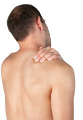 Man shoulder male body touching holding isolated