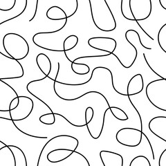 Hand drawn doodle seamless pattern, chaotic pencil lines on white background