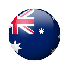 Australia flag - glossy circle badge. Vector icon. © pyty