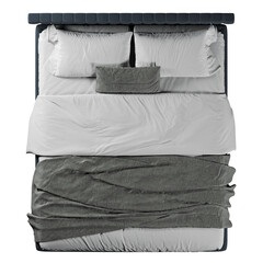 Top view of double bed with headboard