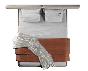 Top view of double bed with headboard