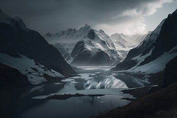 Obraz na płótnie Canvas Swiss Alps in a mysterious atmosphere, generative AI