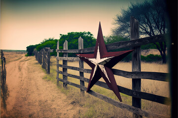 Lone Star Charm: Texas Rustic Star on a Countryside Wooden Fence Series