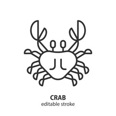 Crab line icon. Seafood outline vector sign. Editable stroke.