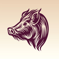 Hand drawn Pig Head illustration. Vintage woodcut engraving style vector illustration.