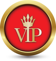 VIP design with crown, gold and red icon. Vector