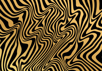 Abstract wavy line pattern. Curve or distorted lines background. Optical art design. Modern geometric illusion. Vector illustration.