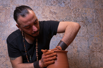 Potter making handicrafts