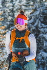 Mountaineer backcountry ski walking ski alpinist in the mountains. Ski touring in alpine landscape with snowy trees. Adventure winter sport. Kralova hola, Slovakia © Zedspider