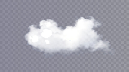 Vector transparent white cloud.
Accumulation of steam, smoke, gas. A clot of flying steam, smoke, gas.