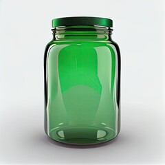 Closed Green Glass Jar - Isolated Storage Container with Lid for Your Creative Projects. Generative AI