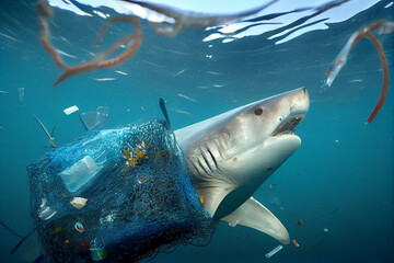
Umweltverschmutzung im Ozean: Eine Bedrohung für Haie und andere Meeresbewohner - Generative Ai