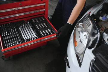 A set of tools for repair in car service