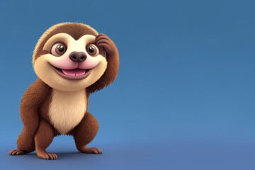 Sloth portrait scratching their head, Generative AI illustration