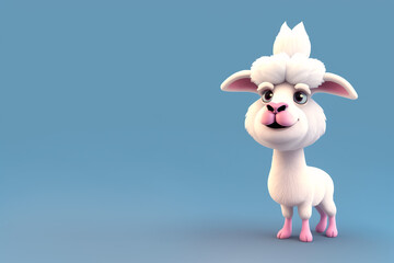 Llama portrait on a blue background, Generative AI illustration