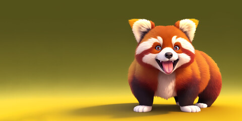 Red Panda portrait very excited, Generative AI illustration