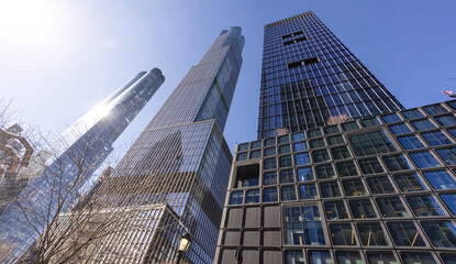 Fototapeta na wymiar The high rise office buildings at Hudson Yards - skyscrapers in Manhattan - street photoraphy