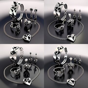 925 Sliver Set with black colored 