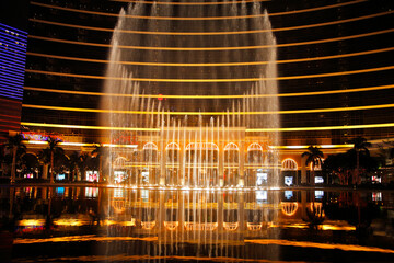 The " Dancing fountains " in complex of hotels of Maсau