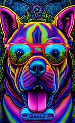 Fototapeta na wymiar Dog with Sunglasses created with Generative Al technology