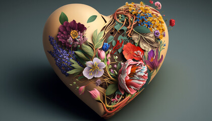 Flowering heart, AI generated