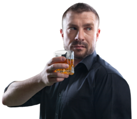 Handsome male barman with alcohol drink