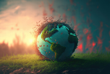 Obraz na płótnie Canvas World Environment and Earth Day concept with globe to resist drought. Generative AI.