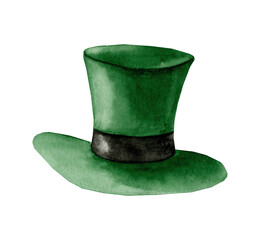Green hat Patrick. Watercolor illustration on white