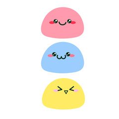 traditional Japanese sweets. cute colored mochi