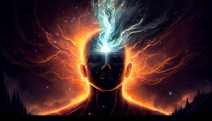 illustration of spiritual awakening enlightenment meditation. Generative AI