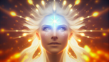 illustration of spiritual awakening enlightenment meditation. Generative AI - obrazy, fototapety, plakaty