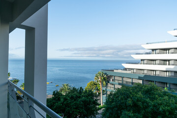Fototapeta na wymiar madeira hotel ocean view summer vacation blue sky tour coastline tourism balcony view