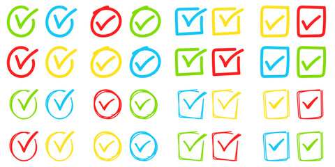 Set of hand drawn Check Mark