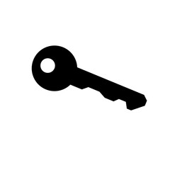 Key icon isolated on white background. Black key illustration