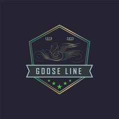 goose swan outline luxury hexagonal monogram beauty logo template design for brand or company