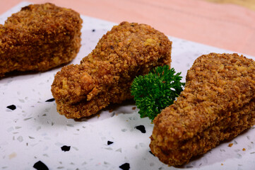 Tasty vegetarian vegan meat free chicken thighs, healthy food