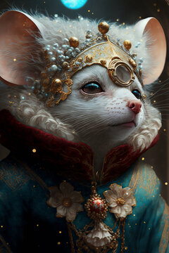 Royal Mouse, Portrait, Inside of a Temple, Decorative - Generative AI